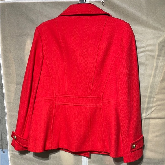 Talbots Red Pea Coat with Double Breasted Design - Picture 11 of 16